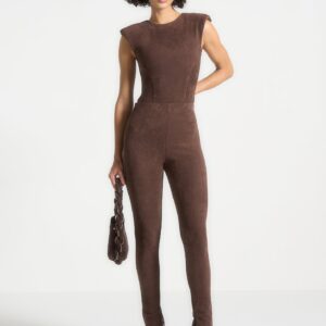 Suede Leggings - Brown