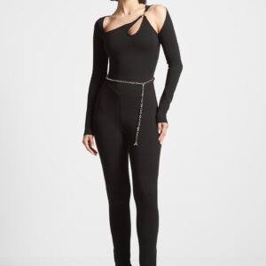 Eiffel Chain Detail Jumpsuit - Black
