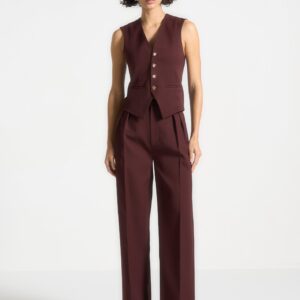 Tailored Cinch Waistcoat - Wine Red