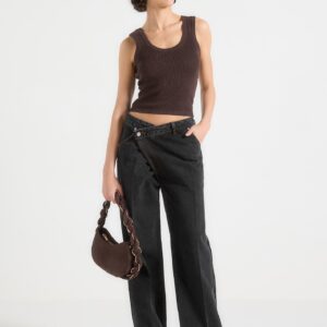 Wrapover Baggy Jeans - Black