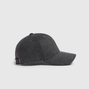 Textured Wool Blend Cap - Charcoal Grey