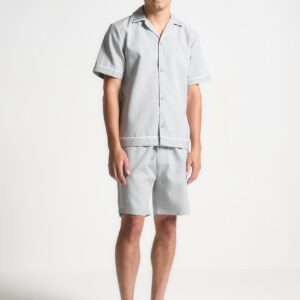 Pinstripe Revere Shirt - Grey