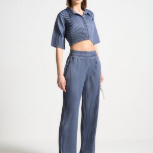 Pleated Trousers - Steel Blue