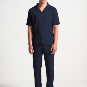 Seersucker Revere Shirt - Navy