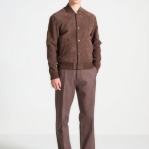 Suede Bomber Jacket - Brown